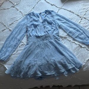 Blue Paisley Long Sleeve Dress